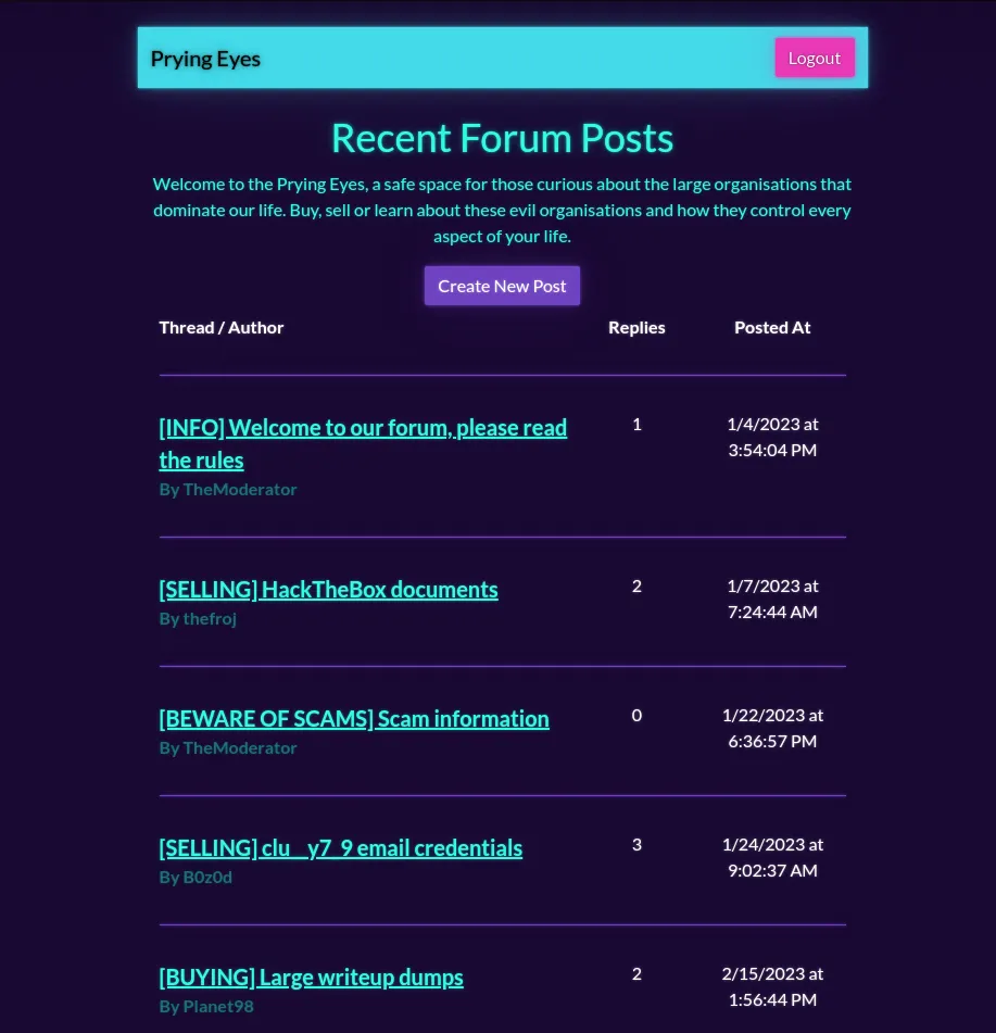 Home page of the challenge site