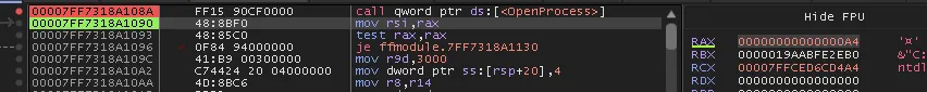 Handle to FireFox process