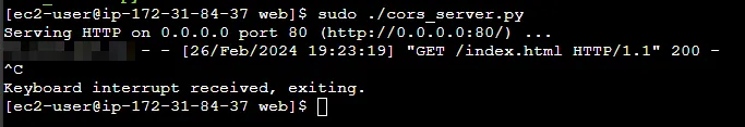 Kill the server after the first request